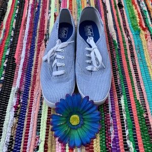 Keds Blue and White Plaid Shoes